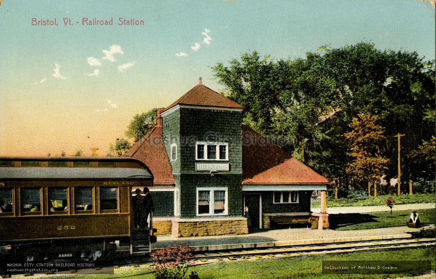 Postcard: Bristol, Vermont Railroad Station
